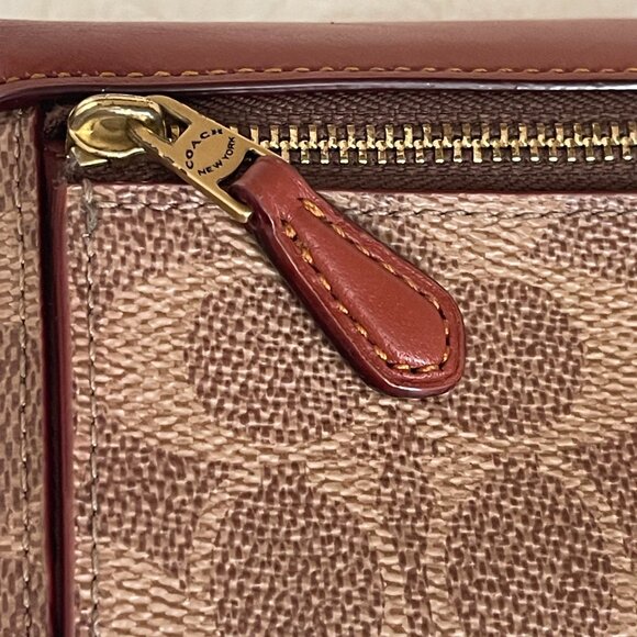 Coach WYN Colorblock Signature Canvas Soft Wallet Brass/Tan/Rust - Picture 5 of 11